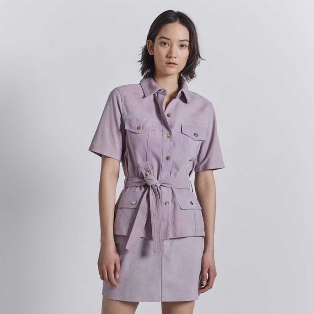 CURRENT/ELLIOT Orchid Petal Five-Pocket Suede Mini Skirt 28 $498